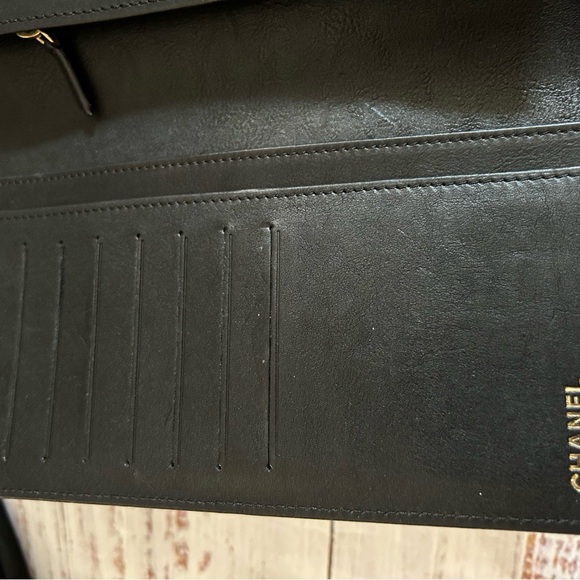 Chanel Black Leather Gold Trim Wallet with Chanel Box Can carry as clutch or WOC - Picture 9 of 14